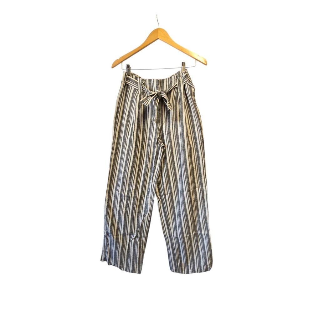 THREAD‎ COLLECTIVE Linen Pants Wide-leg Stripe Size Medium